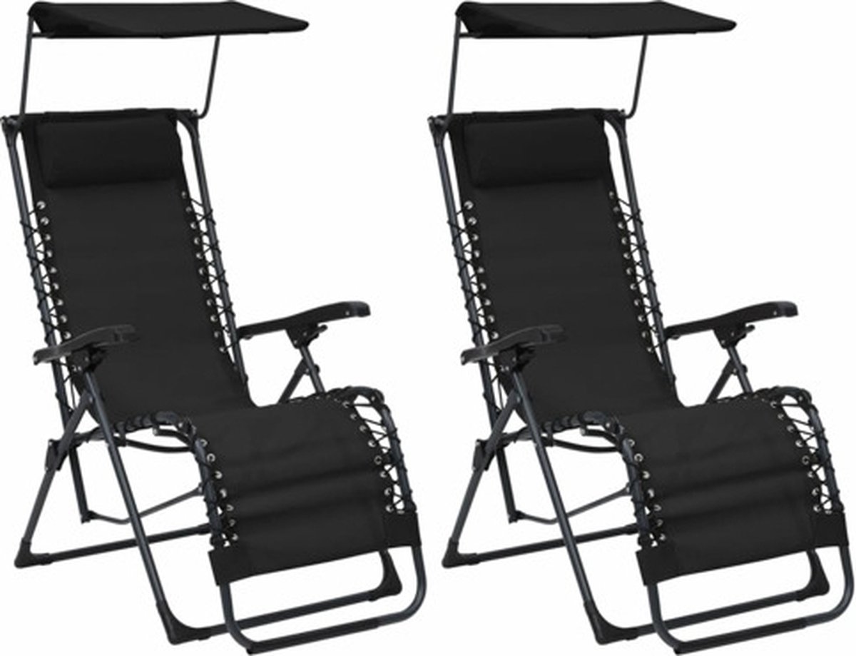 Vidaxl Terrasstoelen 2 St Inklapbaar Textileen - Negro