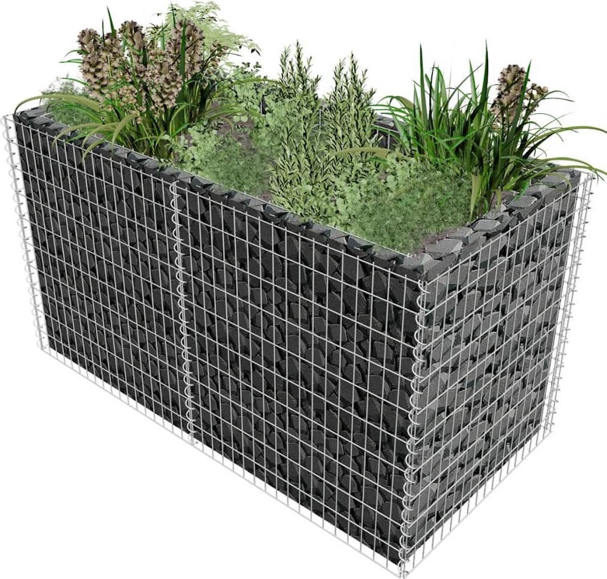 Vidaxl Gabion Plantenbak Verhoogd 180x90x100 Cm Staal Zilverkleurig - Silver