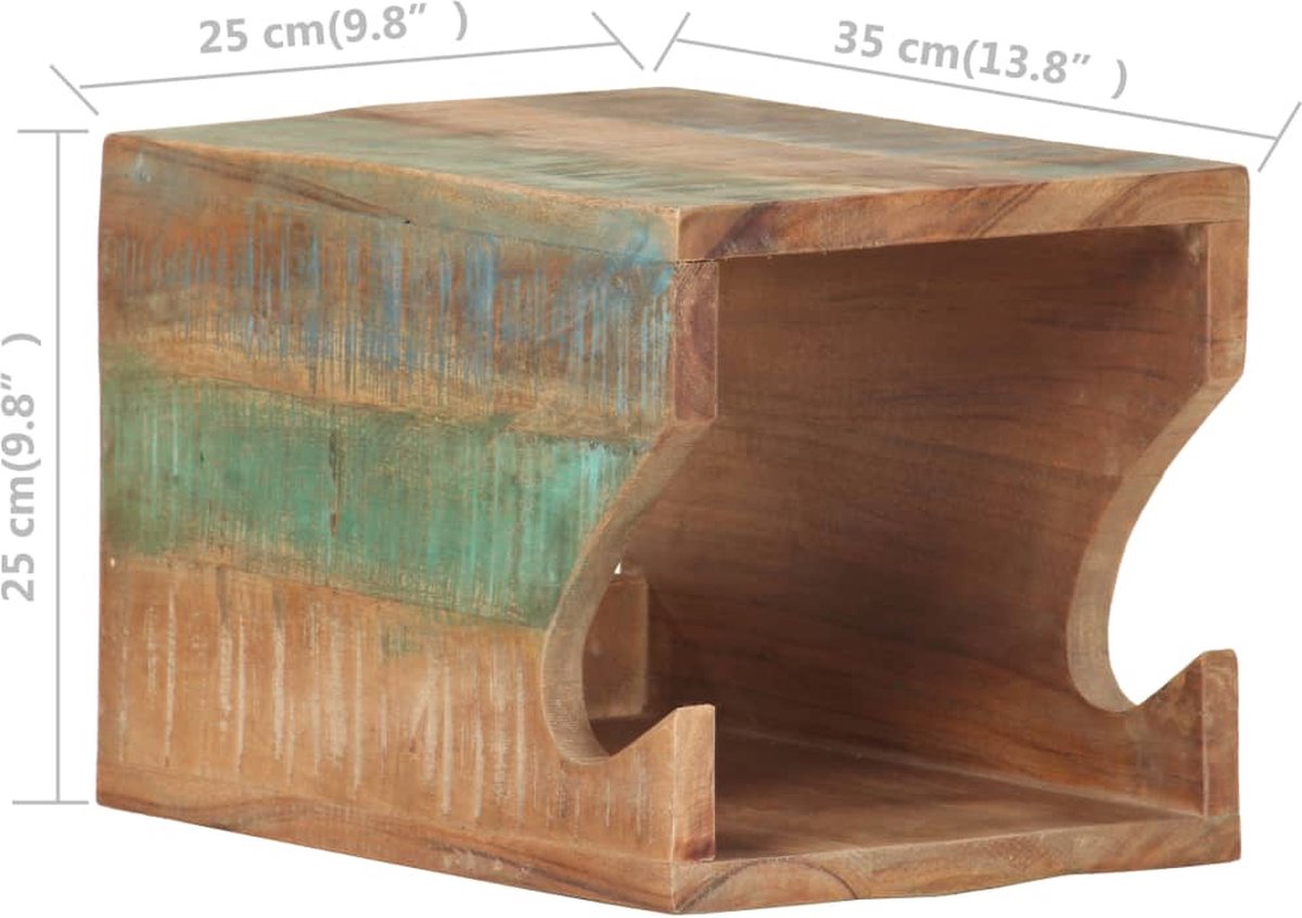 Vidaxl Wandfietsenrek 35x25x25 Cm Massief Gerecycled Hout
