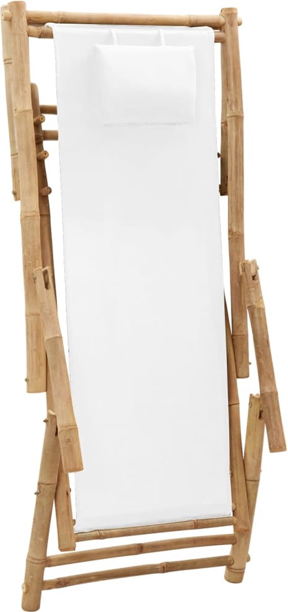 Vidaxl Terrasstoel Bamboe En Canvas Cr??mewit