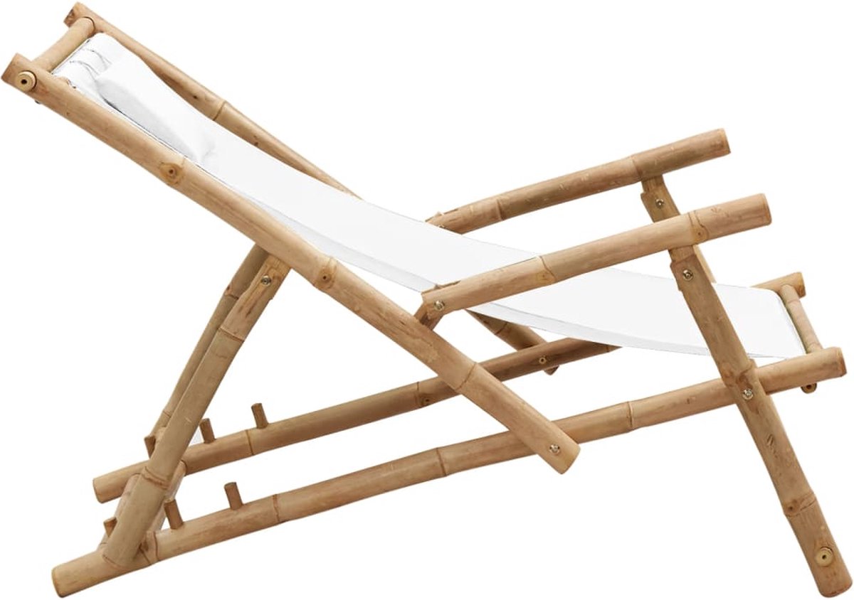 Vidaxl Terrasstoel Bamboe En Canvas Cr??mewit