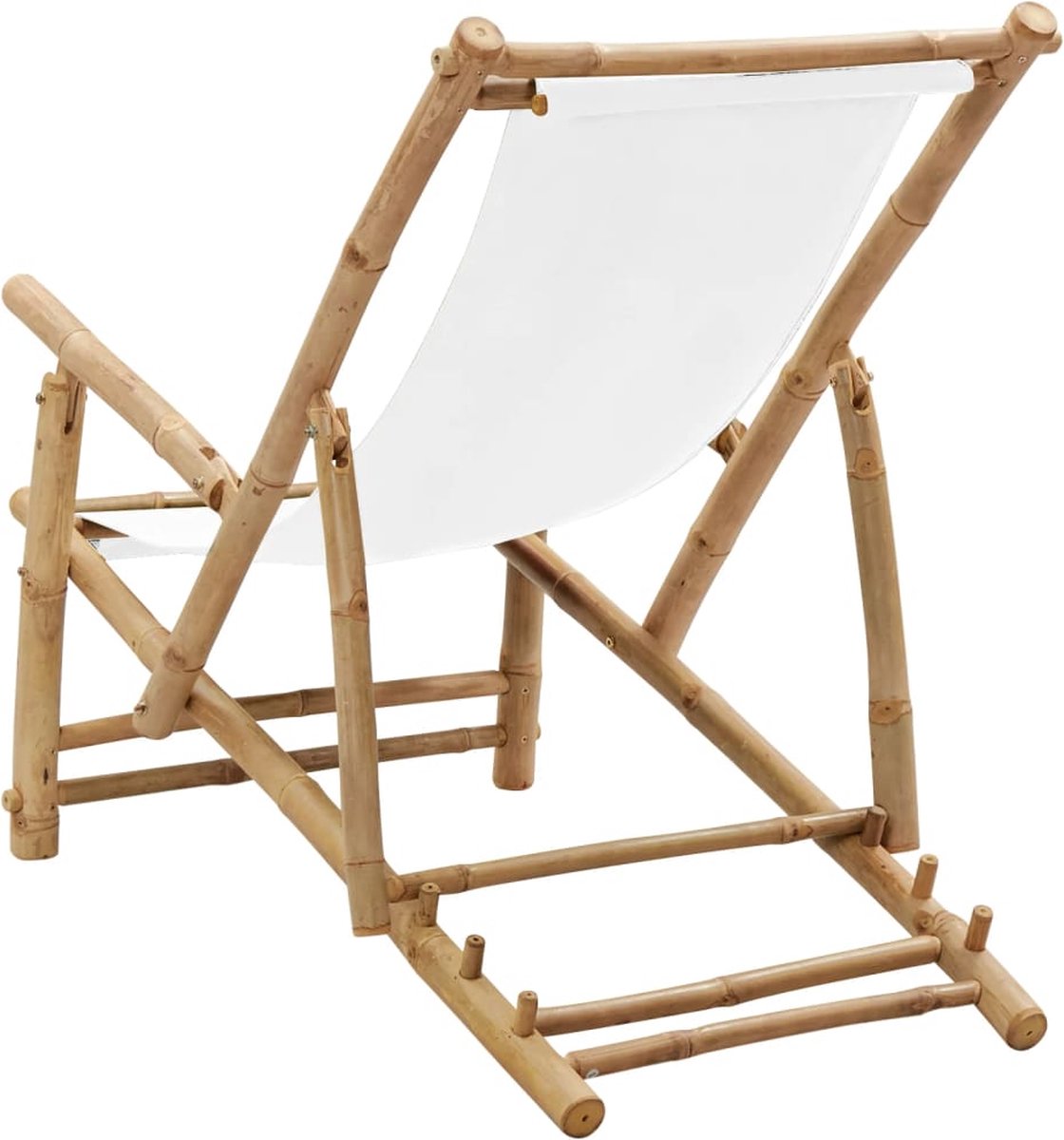 Vidaxl Terrasstoel Bamboe En Canvas Cr??mewit