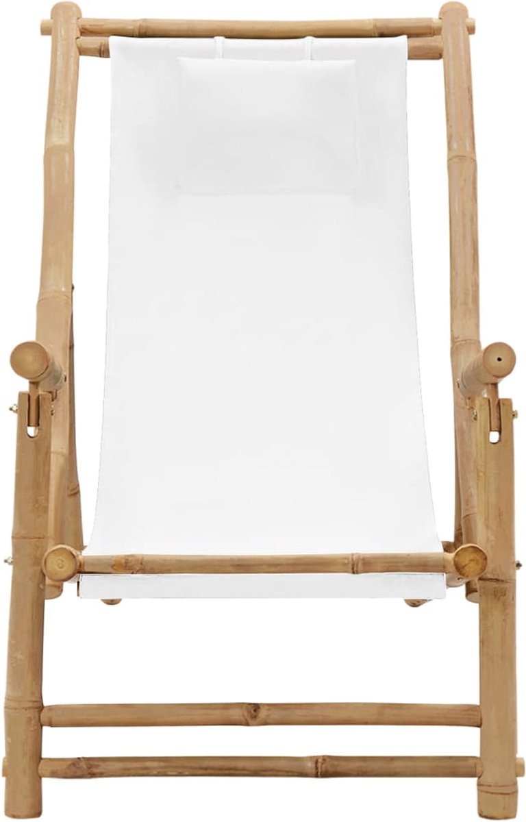 Vidaxl Terrasstoel Bamboe En Canvas Cr??mewit