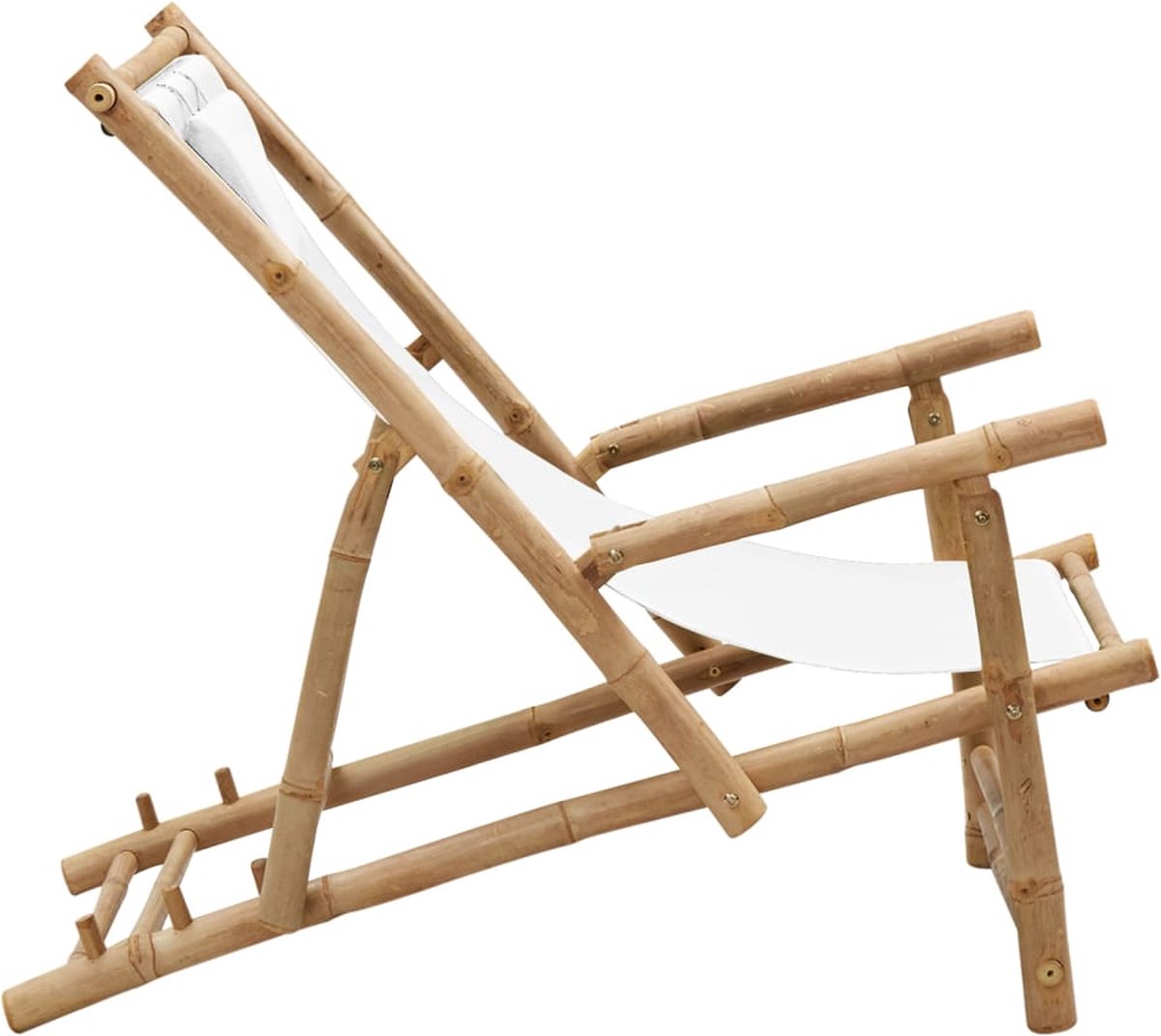 Vidaxl Terrasstoel Bamboe En Canvas Cr??mewit