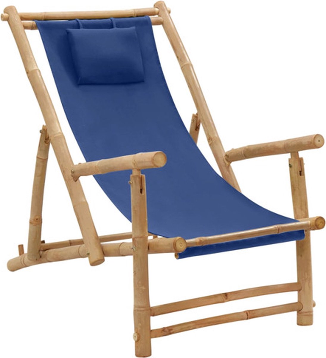 Vidaxl Terrasstoel Bamboe En Canvas Marine - Blauw