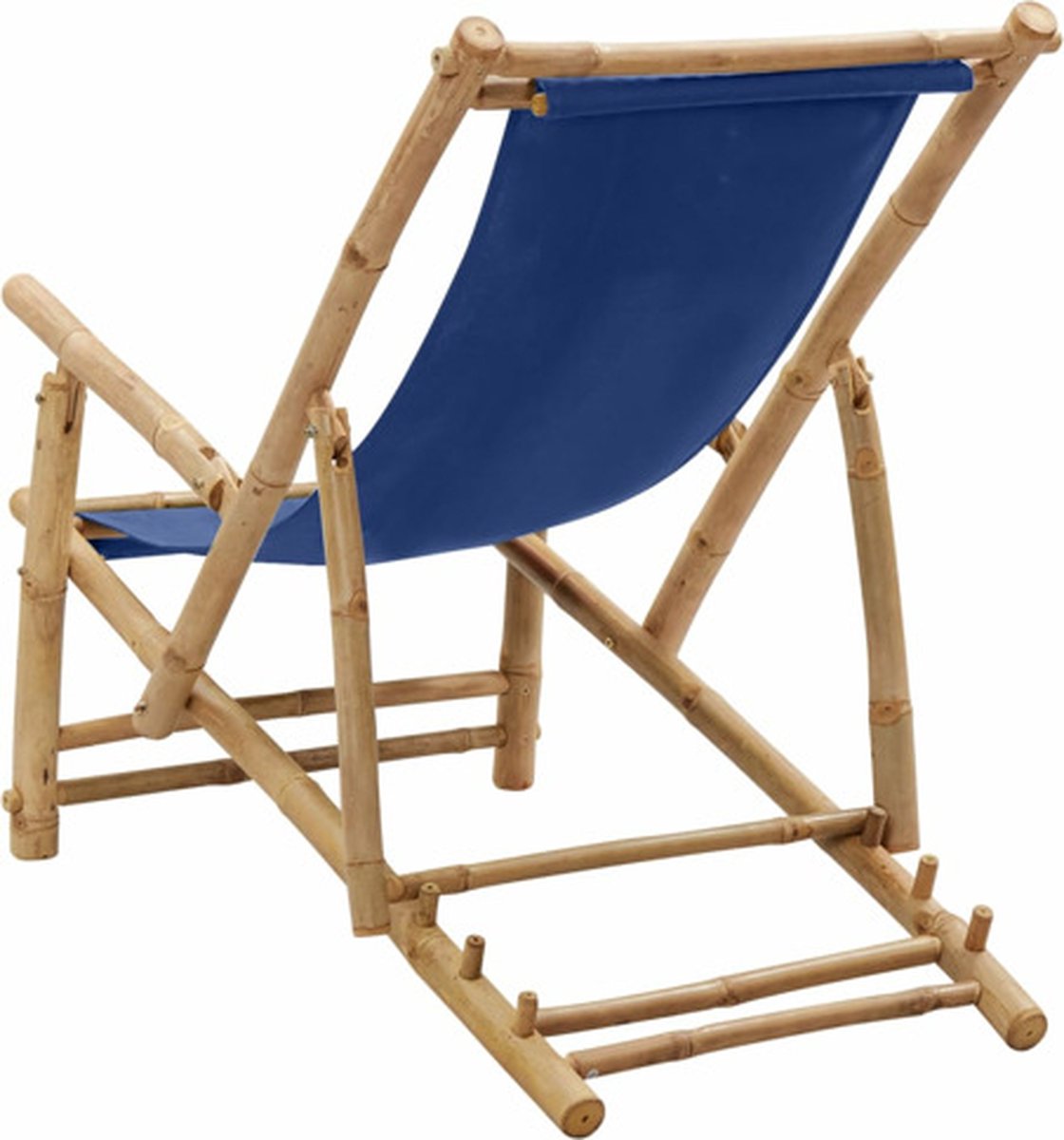 Vidaxl Terrasstoel Bamboe En Canvas Marine - Blauw