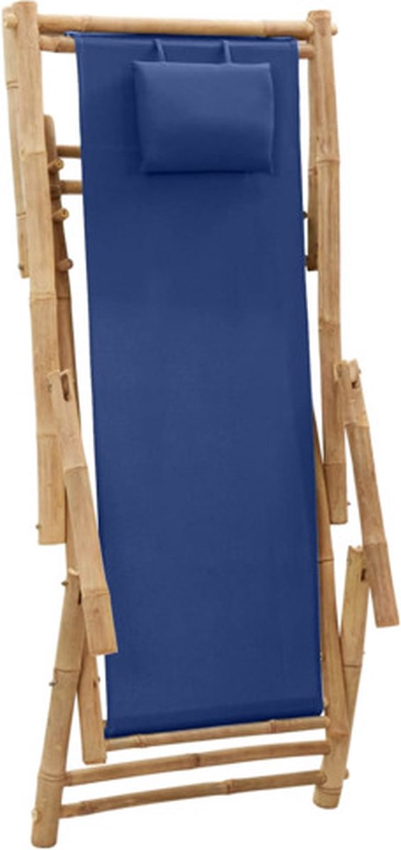 Vidaxl Terrasstoel Bamboe En Canvas Marine - Blauw