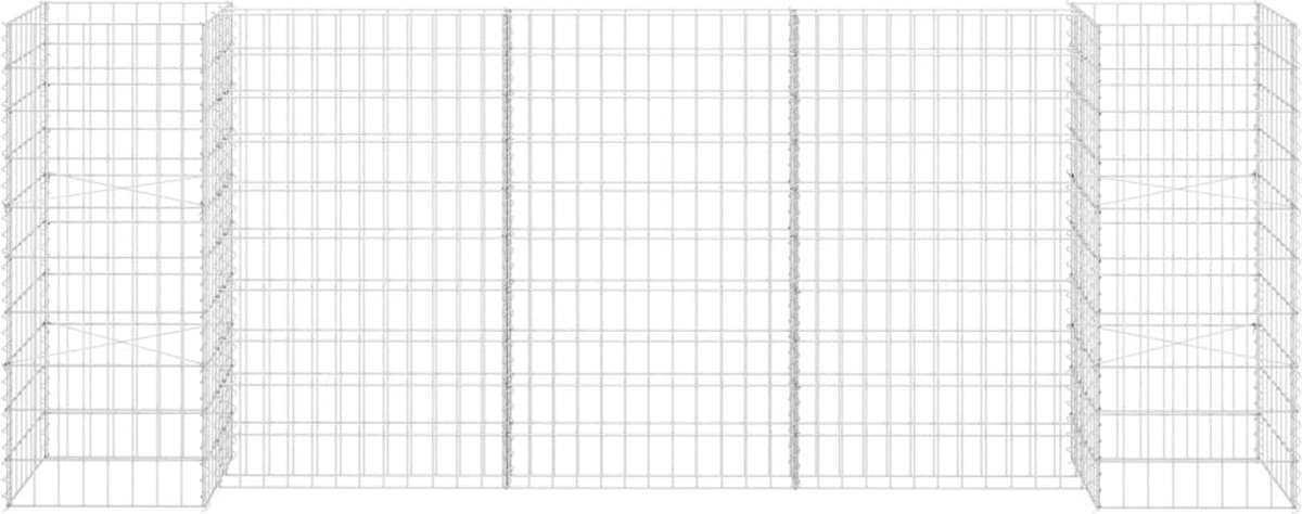 Vidaxl Gabion Plantenbak H-vormig 260x40x100 Cm Staaldraad - Silver