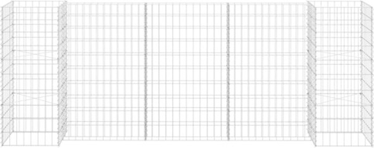 Vidaxl Gabion Plantenbak H-vormig 260x40x100 Cm Staaldraad - Silver