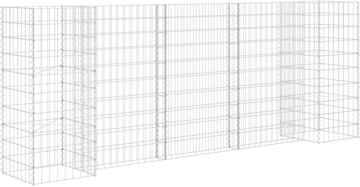 Vidaxl Gabion Plantenbak H-vormig 260x40x100 Cm Staaldraad - Silver