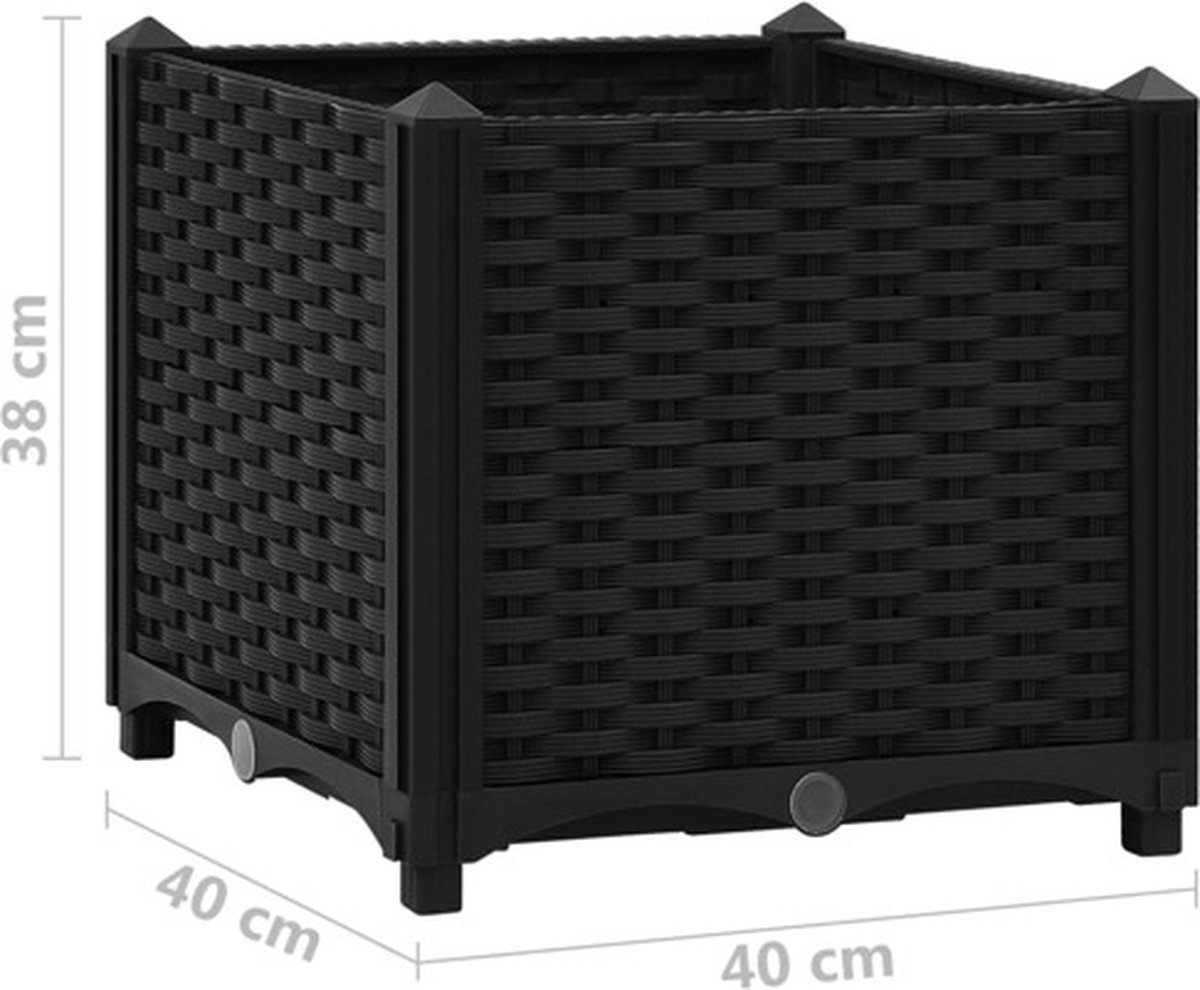 Vidaxl Plantenbak Verhoogd 40x40x38 Cm Polypropyleen - Zwart
