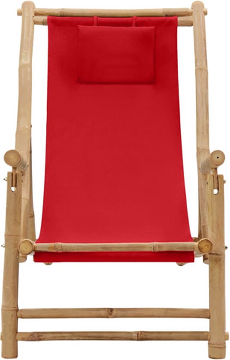Vidaxl Terrasstoel Bamboe En Canvas - Rood