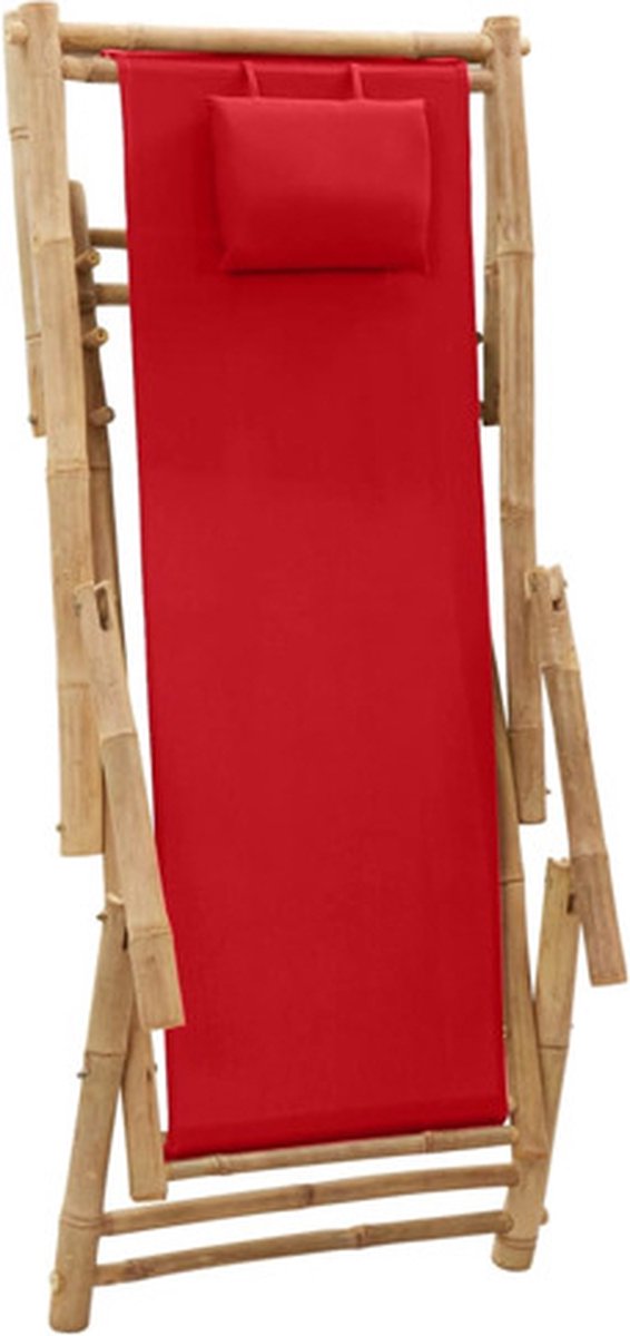 Vidaxl Terrasstoel Bamboe En Canvas - Rood