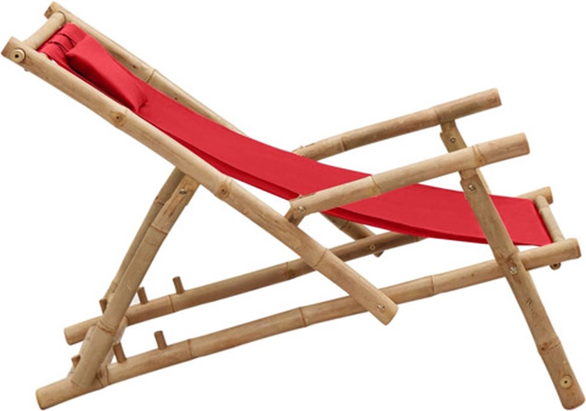 Vidaxl Terrasstoel Bamboe En Canvas - Rood