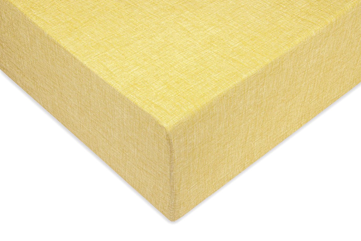 Zo Home Lino Hoeslaken Katoen Linnen Look 35cm Hoek - Aspen Yellow 180x210/220cm - Geel