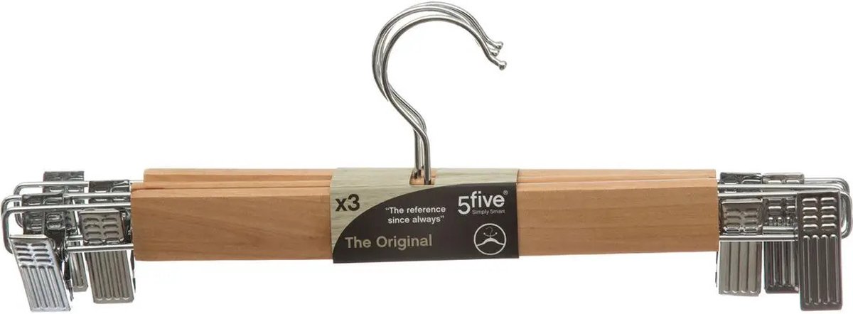 Set Van 6x Stuks Kledinghangers Voor Broeken Naturel 34 X 12 Cm - Kledinghangers - Bruin