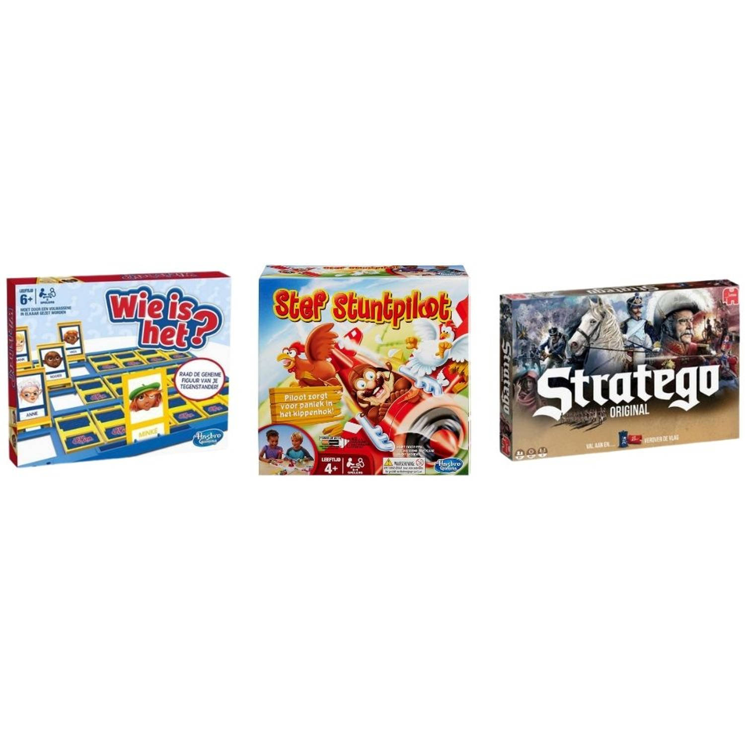 Hasbro Spellenbundel - 3 Stuks - Wie Is Het? & Stratego & Stef Stuntpiloot