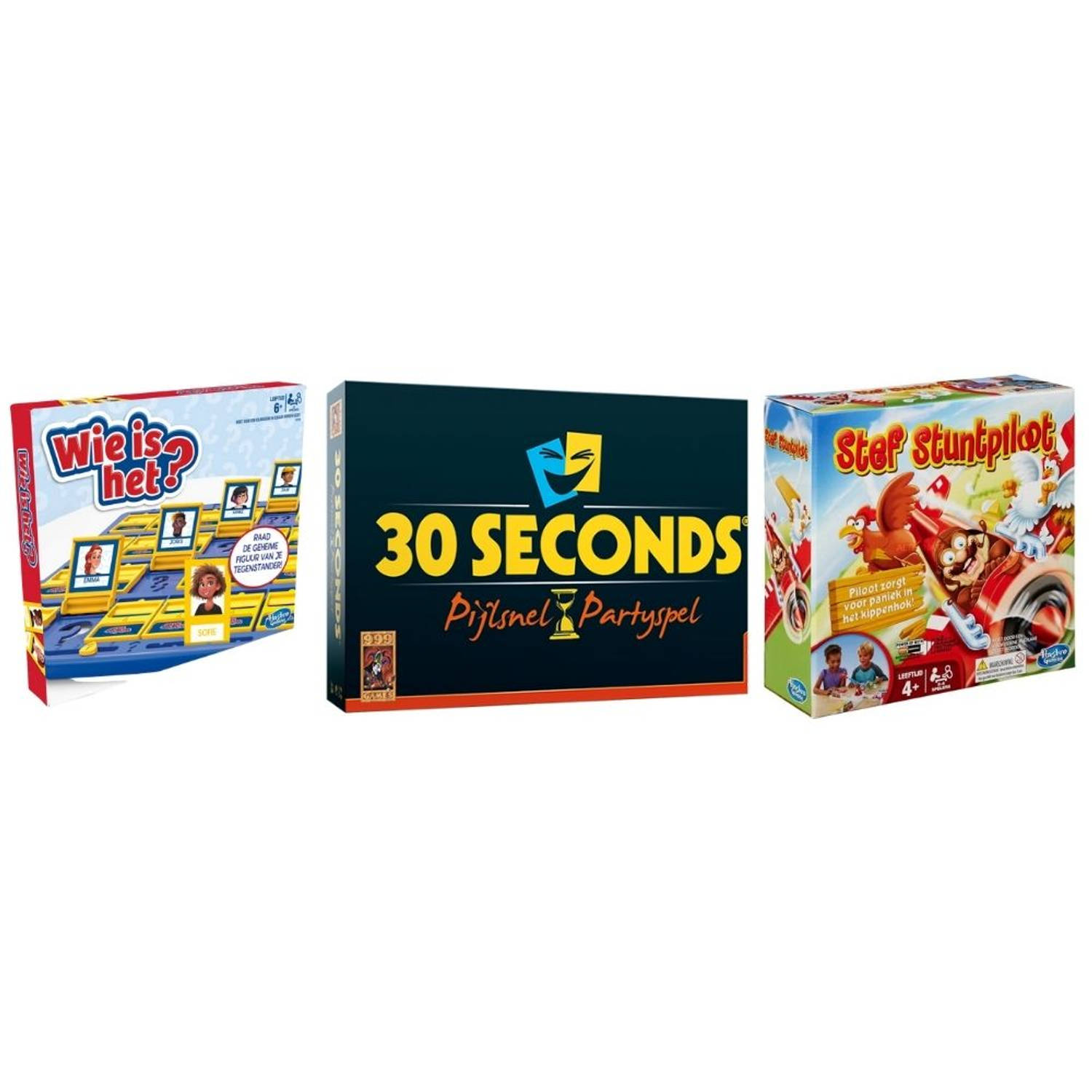 Hasbro Spellenbundel - 3 Stuks - Wie Is Het? & 30 Seconds & Stef Stuntpiloot