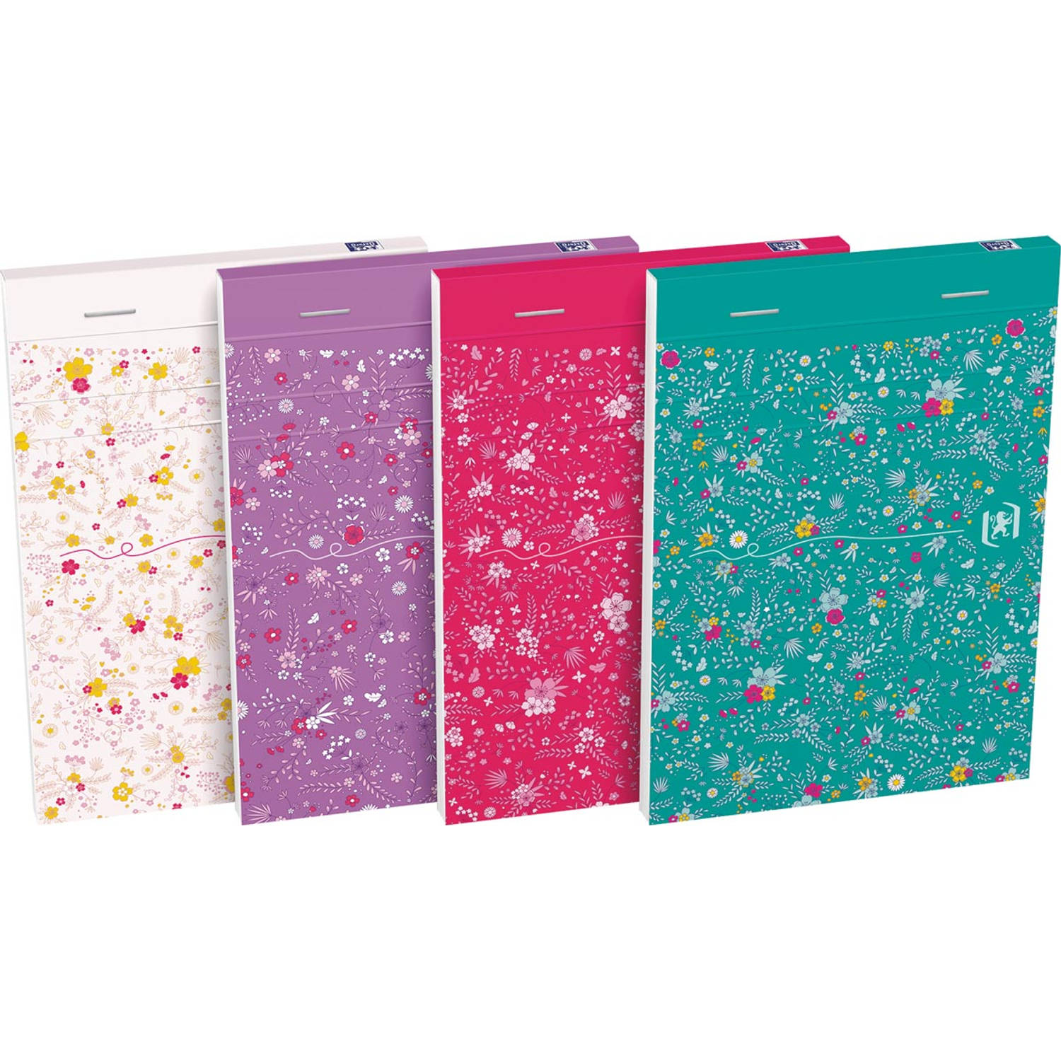 Oxford Floral Softcover Notitieblok, Ft A6, 80 Vel, Gelijnd, 4 Geassorteerde Designs 10 Stuks