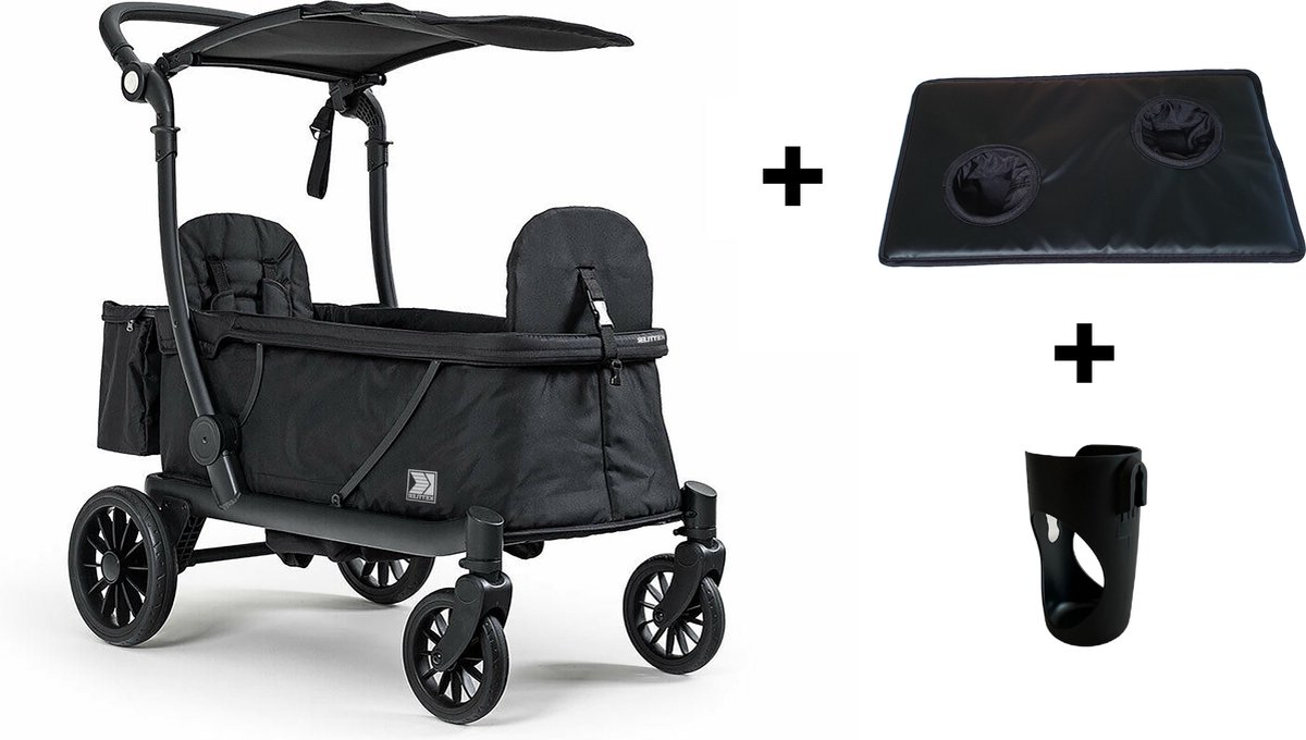 Kettler Compact - Duo Bolderwagen - Buggy - Duo Kinderwagen Incl Regenhoes - Zwart