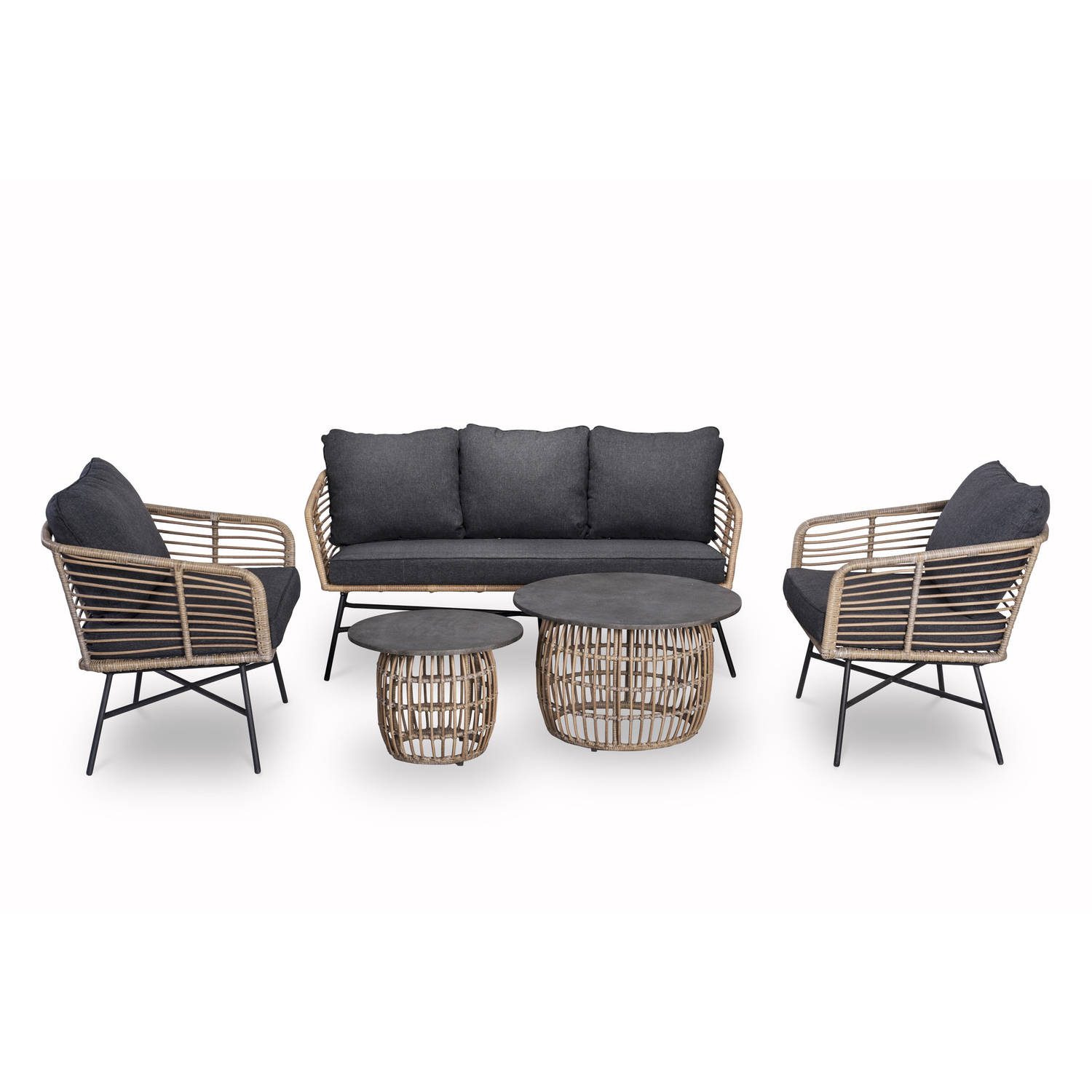 Loungeset Flow Bamboo Incl. 2 Kleine Tafeltjes - Beige