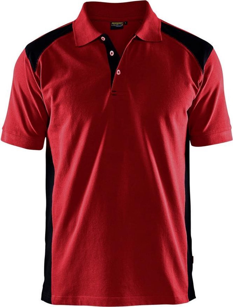 Blaklader Poloshirt Piqué 3324 - kraag met knopen - rood/zwart