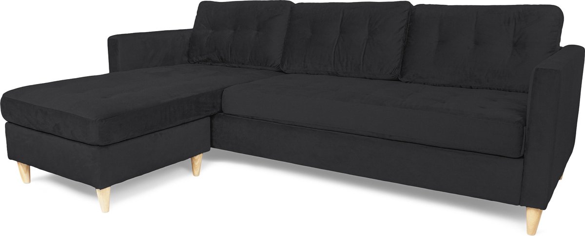 Mars Bank Ba4, Chaise Longue Naar Rechts Of Links Gedraaid In Velour. - Zwart