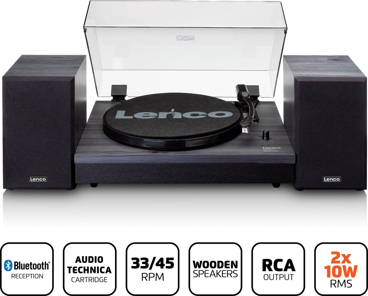 Lenco Platenspeler Incl Twee Externe Speakers Ls-301bk - Zwart