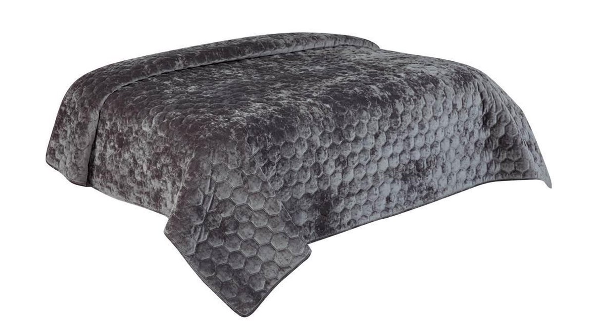 Unique Living Peggy - Bedsprei - Eenpersoons - 170x220 Cm - Dark Grey - Grijs