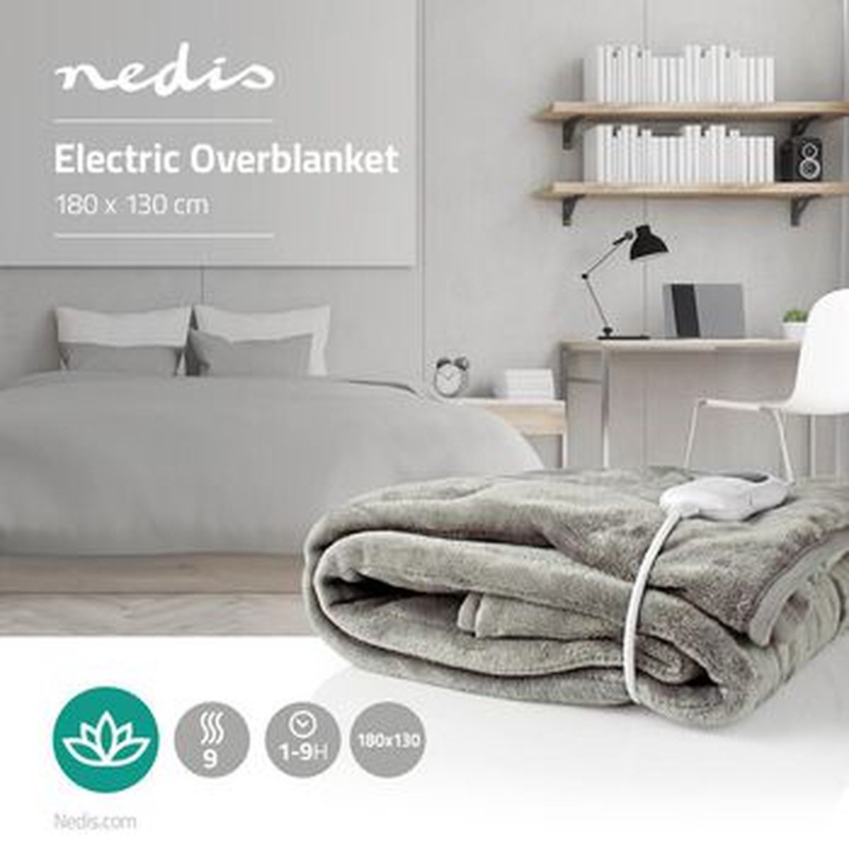 Nedis Elektrische Deken - Pebl140cwt - Grijs
