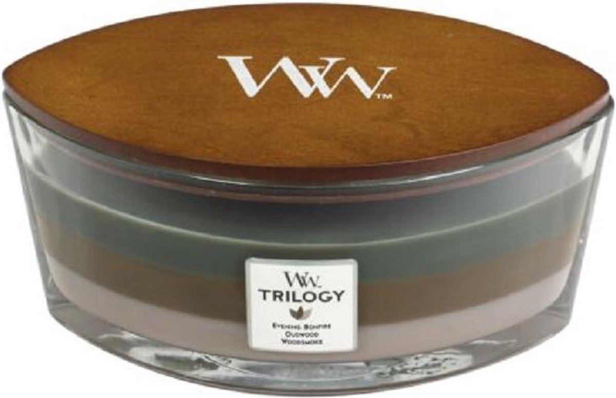 Woodwick Geurkaars Ellipse Trilogy Cozy Cabin - 9 Cm / 19 Cm - Bruin