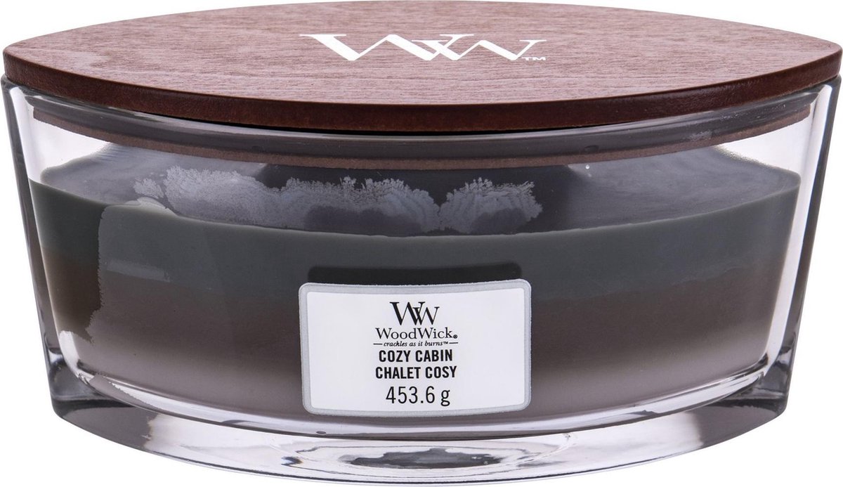 Woodwick Geurkaars Ellipse Trilogy Cozy Cabin - 9 Cm / 19 Cm - Bruin