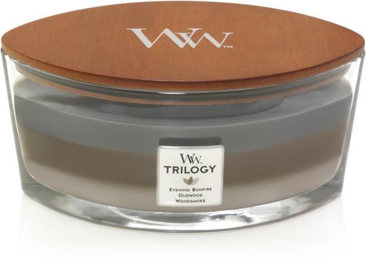 Woodwick Geurkaars Ellipse Trilogy Cozy Cabin - 9 Cm / 19 Cm - Bruin