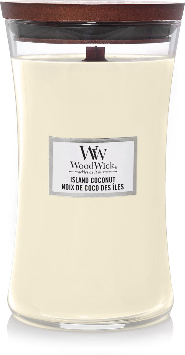 Woodwick Hourglass Large Geurkaars - Island Coconut