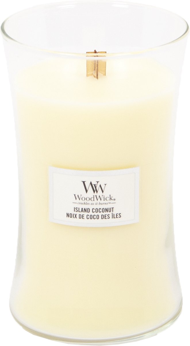 Woodwick Hourglass Large Geurkaars - Island Coconut