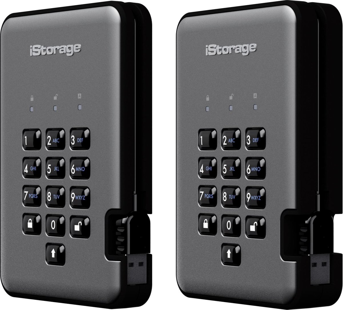 iStorage diskAshur PRO2 externe harde schijf 3000 GB, Grafiet - Zwart