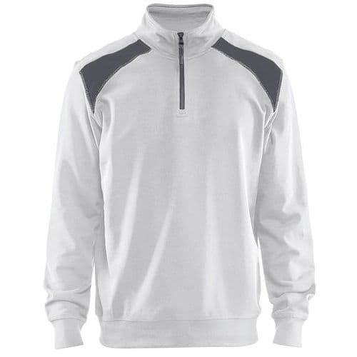 Blaklader Sweatshirt Bi-Colour met halve rits 3353 - wit/grijs