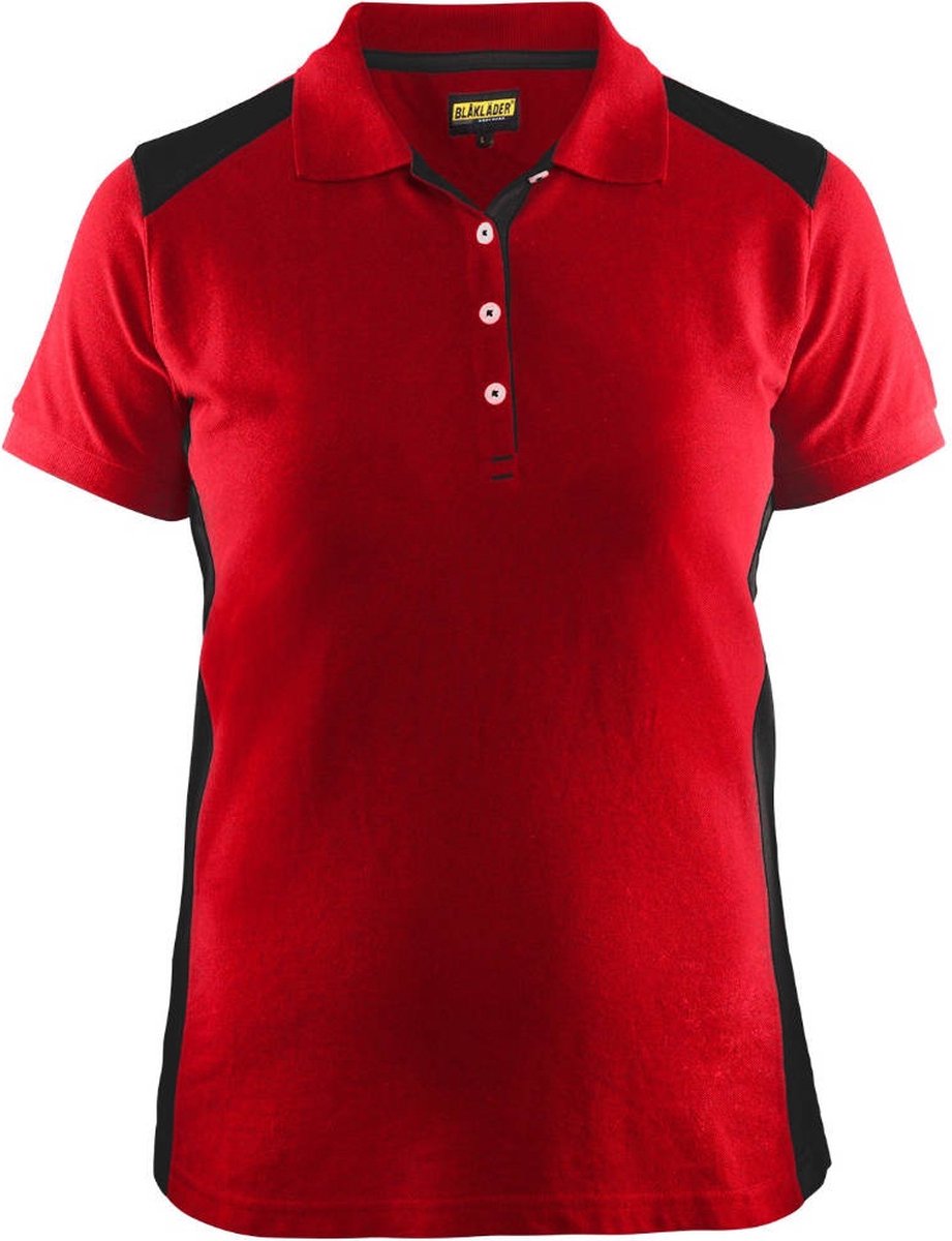 Blaklader Poloshirt Dames korte mouw knoopsluiting 3390 - rood/zwart