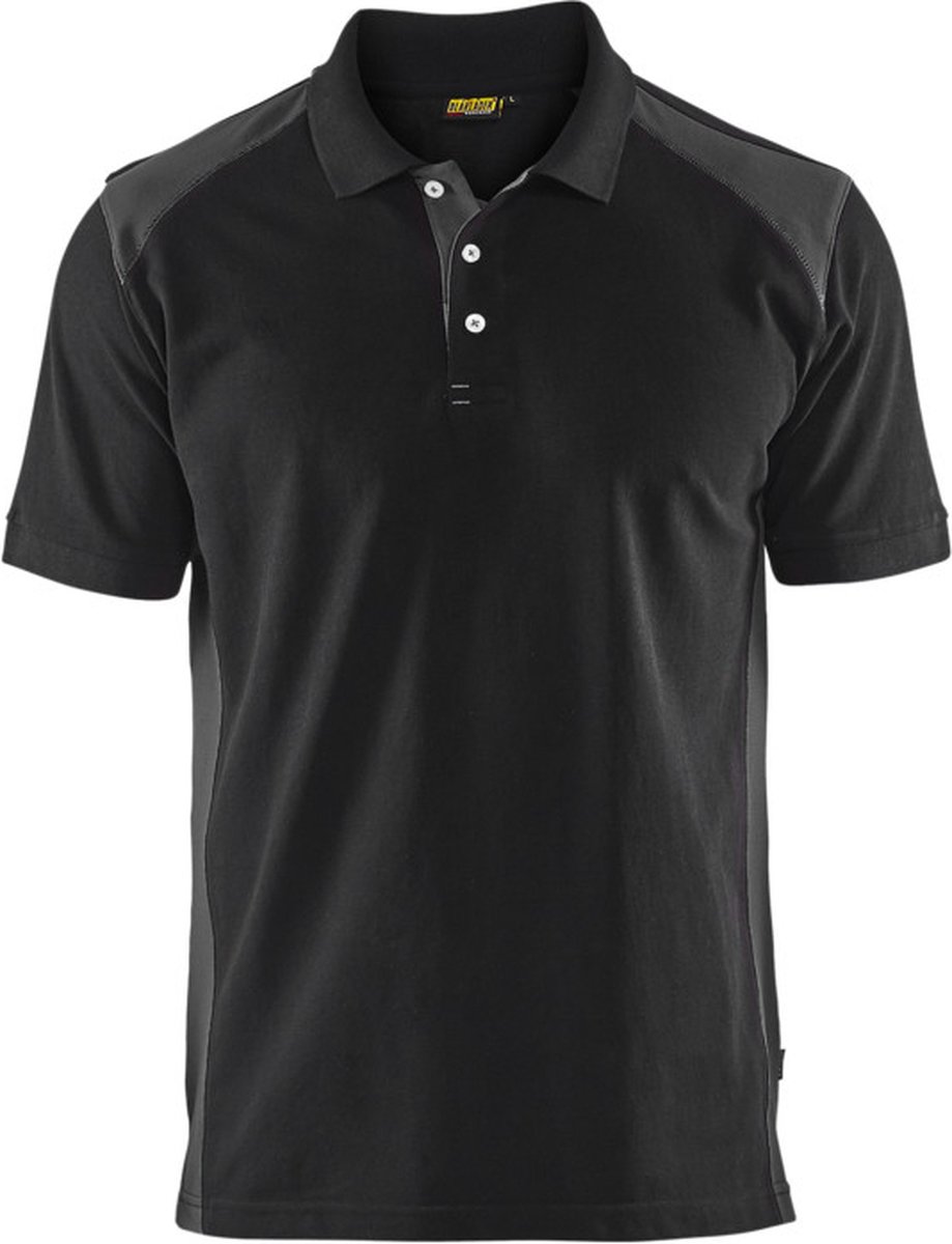 Blaklader Poloshirt Piqué 3324 - kraag met knopen - zwart/donkergrijs