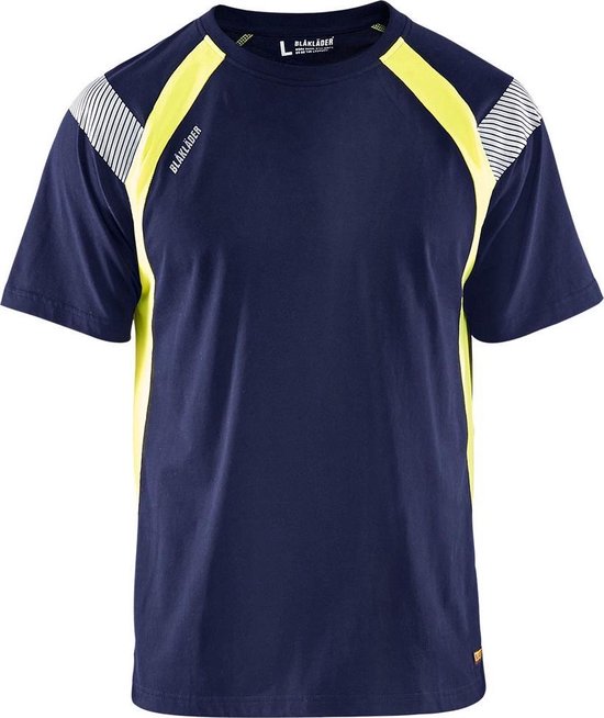 Blaklader T-shirt High Vis UV 3332 - ronde hals - marineblauw/fluogeel