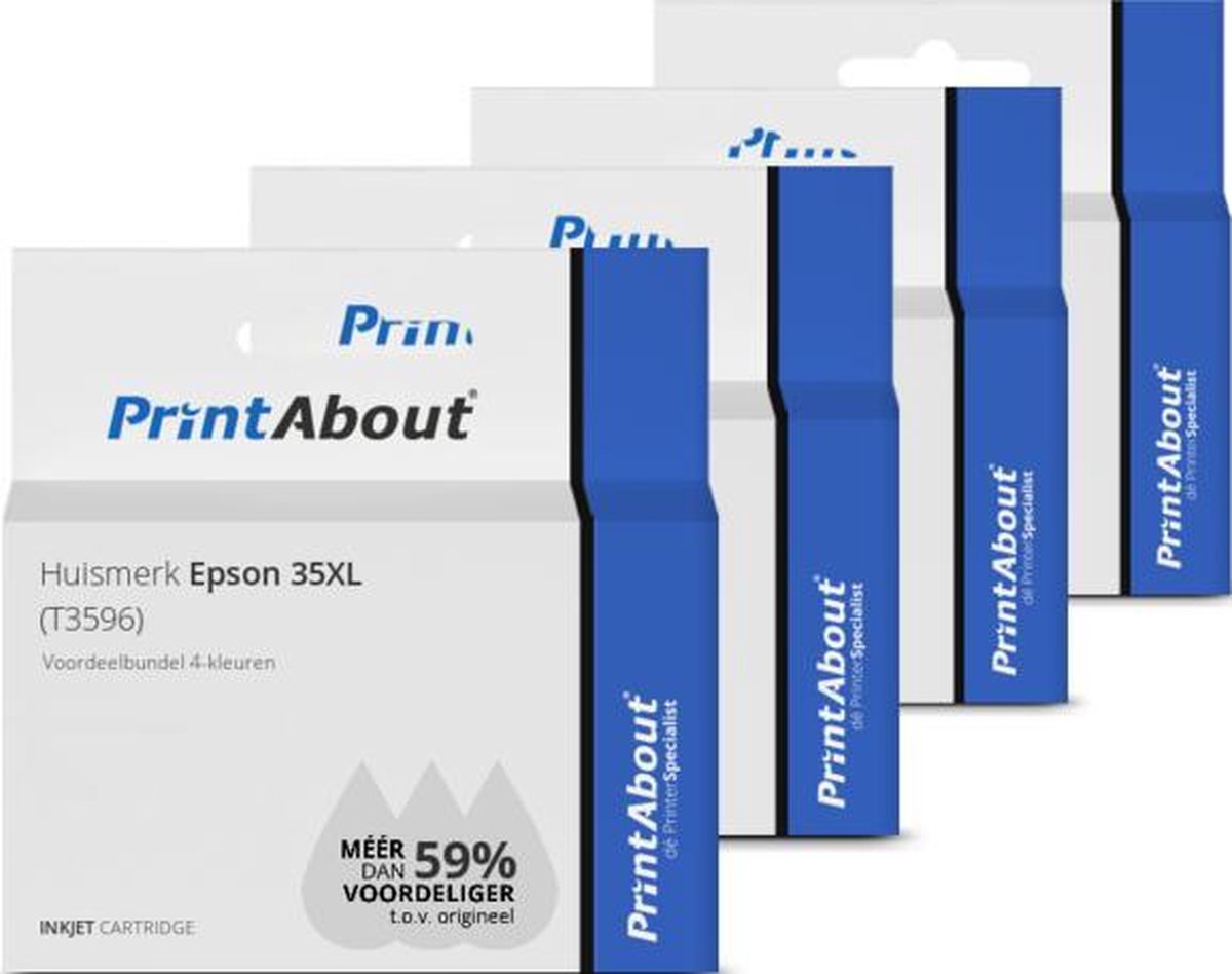 PrintAbout Huismerk Epson 35XL (T3596) Inktcartridge 4-kleuren Voordeelbundel Hoge capaciteit