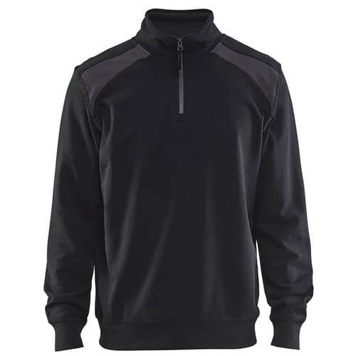 Blaklader Sweatshirt Bi-Colour met halve rits 3353 - zwart/donkergrijs