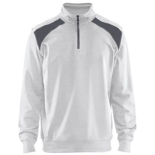 Blaklader Sweatshirt Bi-Colour met halve rits 3353 - wit/grijs