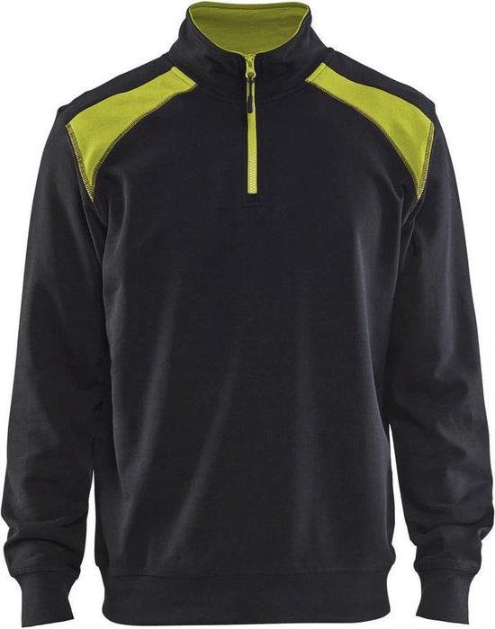 Blaklader Sweatshirt Bi-Colour High Vis met halve rits 3353 - zwart/fluogeel