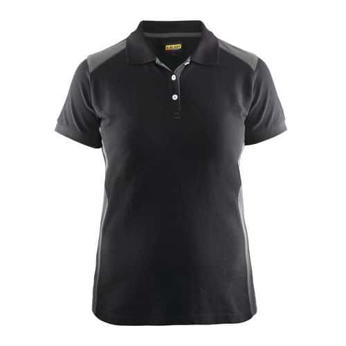 Blaklader Poloshirt Dames korte mouw knoopsluiting 3390 - zwart/grijs