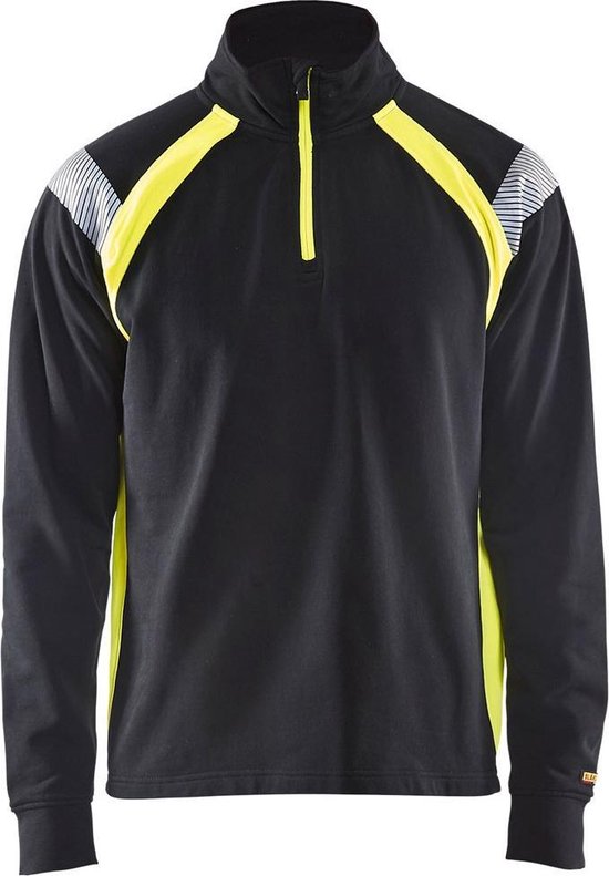 Blaklader Sweatshirt halve rits High Vis lange mouw 3432 - zwart/fluo geel