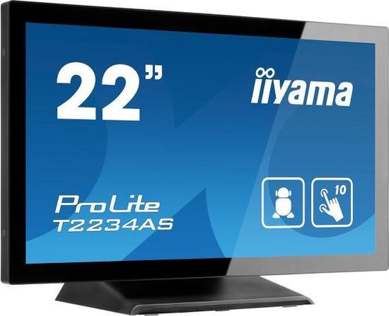 iiyama ProLite T2234AS-B1 touch screen-monitor 54,6 cm (21.5'') 1920 x 1080 Pixels Multi-touch Multi-gebruiker - Zwart
