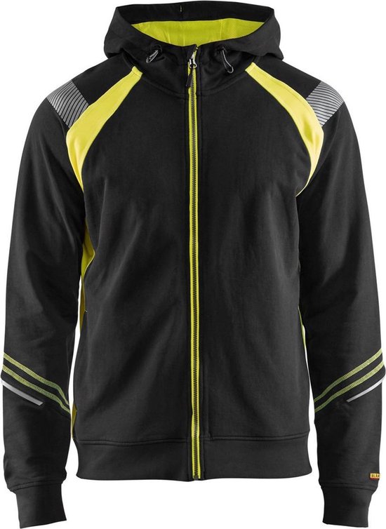 Blaklader Sweatshirt hooded hele rits Hight Vis 3433 - zwart/fluo geel