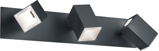 BES LED Led Wandspot - Trion Laginos - 18w - Warm Wit 3000k - 3-lichts - Rechthoek - Mat - Aluminium - Zwart