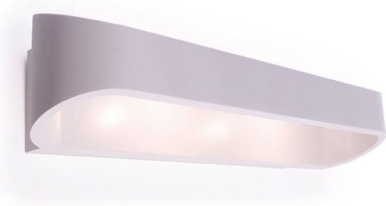 BES LED Led Wandlamp - Wandverlichting - 12w - Natuurlijk 4000k - Mat Aluminium - Ovaal - Wit